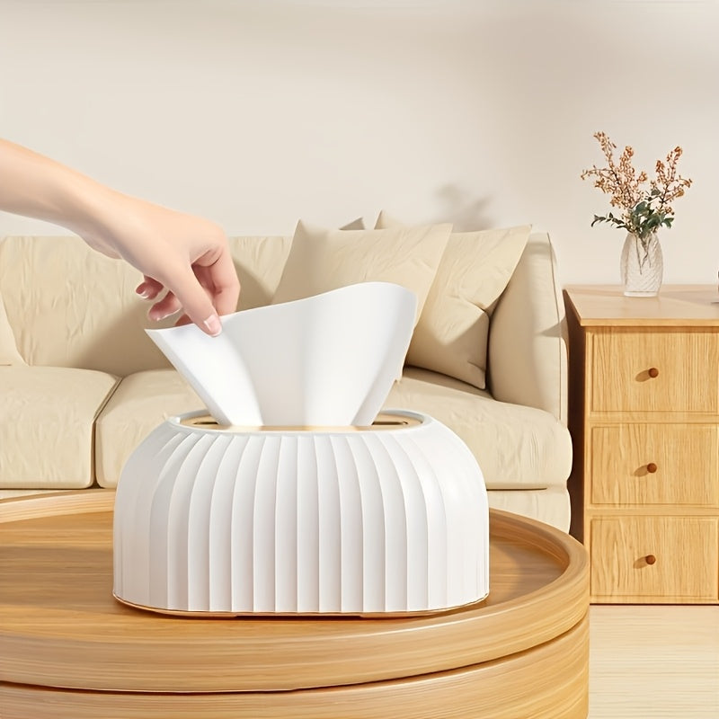 1pc Modern Adjustable Tissue Box Holder - Height-Adjustable Organizer with, Space-Saving Design for Living Room, Bathroom, Office, Hotel - Scandinavian Home Decor in Neutral Colors (White/Beige/Gray/Black) - Durable Plastic Construction, Bathroom