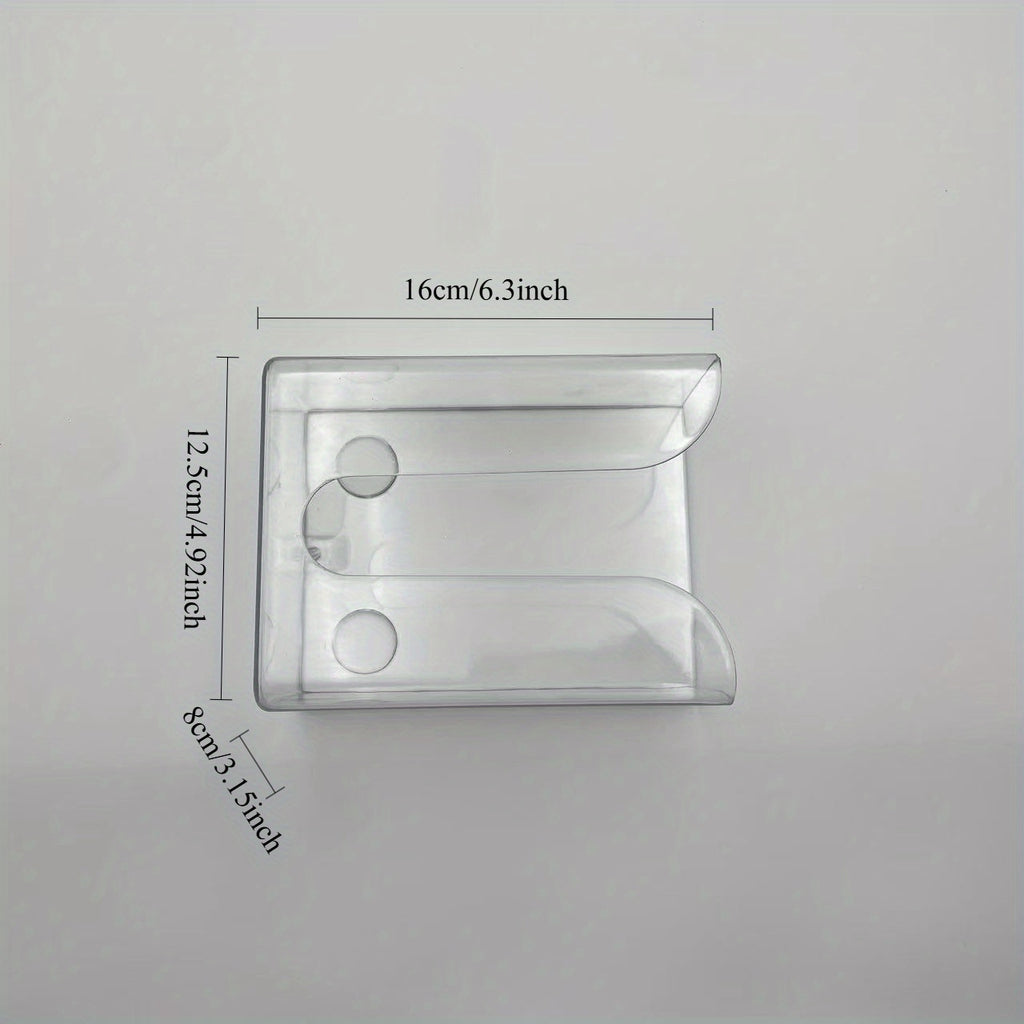 1pc Clear Wall-Mounted Tissue Box Holder - No Drill Adhesive Bathroom & Kitchen Organizer, Transparent Square Storage Cabinet with Damage-Free Installation, Space-Saving Modern Minimalist design for Living Room, Office - Holds Standard Tissues, Bathroom