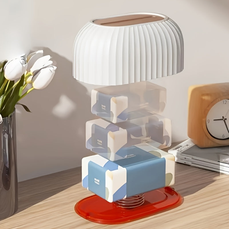 1pc Modern Adjustable Tissue Box Holder - Height-Adjustable Organizer with, Space-Saving Design for Living Room, Bathroom, Office, Hotel - Scandinavian Home Decor in Neutral Colors (White/Beige/Gray/Black) - Durable Plastic Construction, Bathroom