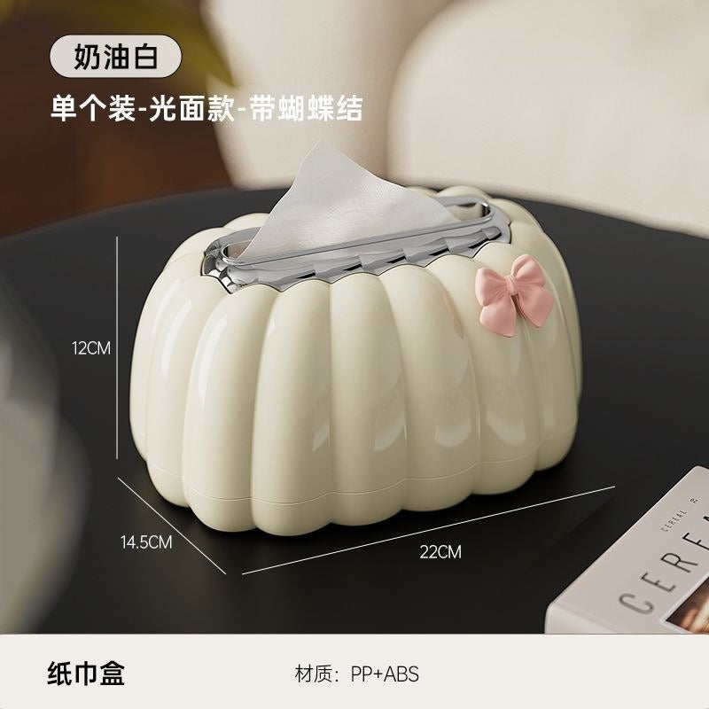 Living Room Pumpkin Cardboard Box, Cream-style Flocking Storage Box, Spring Pumpkin Tissue Rack, Flocking Cr