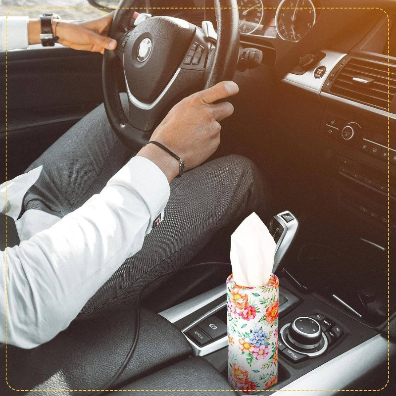 8 Pack Car Tissue Holder with Facial Tissue Bulk Cylinder Car Round Boxes for Travel Fit for Cup Holder Box Round Container (Colorful Flower Style), Car Tissue Holder, Travel Essentials, Vibrant Design, Durable Construction, Compact Design, Sturdy