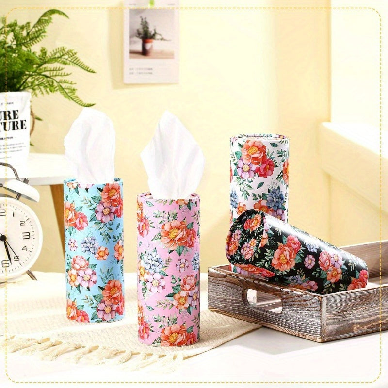 8 Pack Car Tissue Holder with Facial Tissue Bulk Cylinder Car Round Boxes for Travel Fit for Cup Holder Box Round Container (Colorful Flower Style), Car Tissue Holder, Travel Essentials, Vibrant Design, Durable Construction, Compact Design, Sturdy